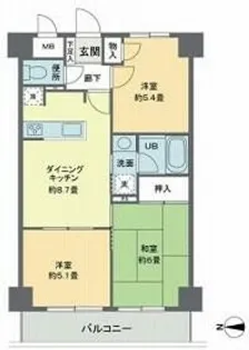 リヴィエルバーグ西大島【3階】の間取り