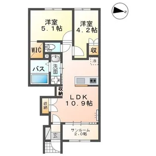 富山市中島新築アパート【1階】の間取り
