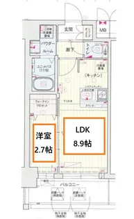 ファステート東大阪バレーナ【7階】の間取り