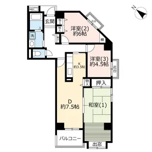 URアーバンハイツ菅生ヶ丘【3階】の間取り