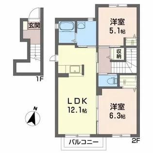 メゾンドクレール【2階】の間取り