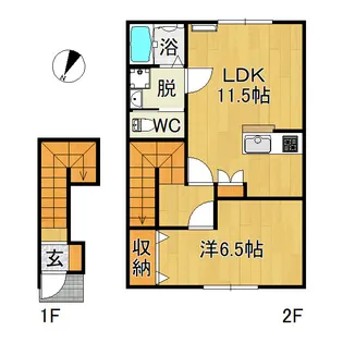 フラワーズA【2階】の間取り