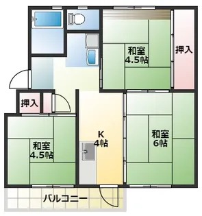 遠州浜団地7号棟【4階】の間取り