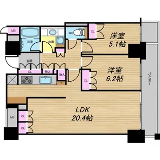 シティタワー大阪【19階】の間取り