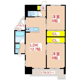 グランシャトー荒田【8階】の間取り