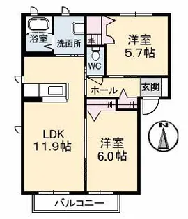 アットホーム原II【1階】の間取り