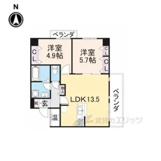 CRYSTA荒牧【4階】の間取り