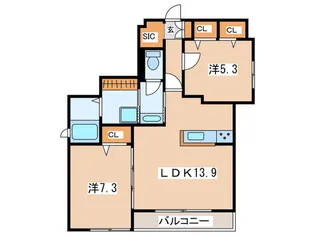 ルッカリー西湘【1階】の間取り