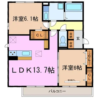 リバーサイド米野木台【1階】の間取り