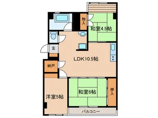 磯貝グリ-ンアパルト【3階】の間取り