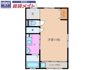 ワンルームマンション幸II【2階】の間取り