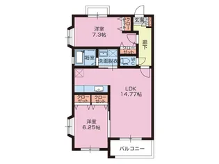 2LDKの間取り画像