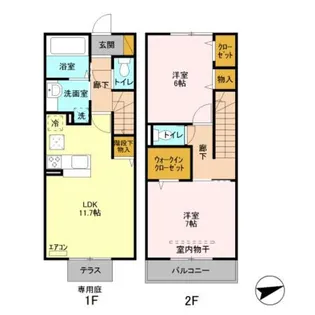 クレアーレ弐番館【1階】の間取り