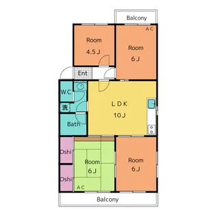 第二本町ハイツ A【2階】の間取り