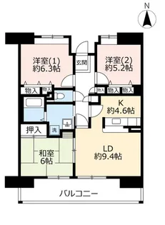 UR西宮マリナパークシティ丘のある街【7階】の間取り