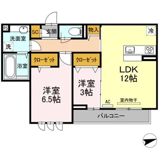 広島県福山市新涯町6【アパート】の間取り