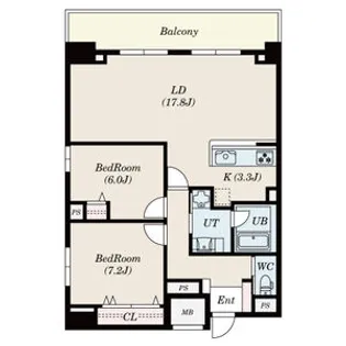 2LDKの間取り画像