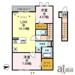 埼玉県川越市新宿町2【アパート】の間取り