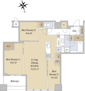白金ザ・スカイ【44階】の間取り