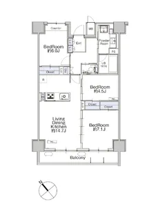 クラシアム神奈川台場【4階】の間取り