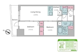 クロスレジデンス日本橋本町【2階】の間取り