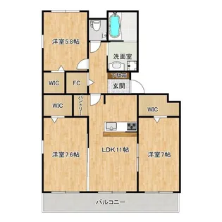 クロノス55東野【2階】の間取り