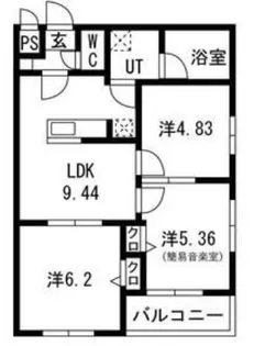 エス・フィールド奏【2階】の間取り