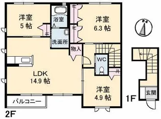 プラム フィールド B棟【2階】の間取り