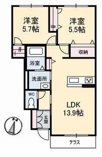 ベルブランシュ笹沖 A棟【1階】の間取り