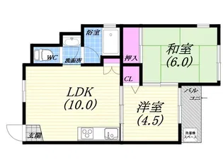 芦屋第一コーポラス【2階】の間取り