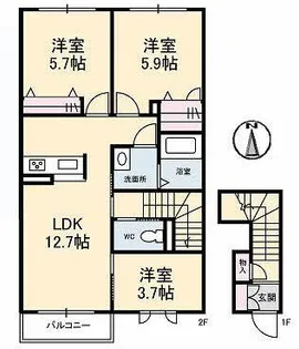 フェリーチェ タカシマ【2階】の間取り