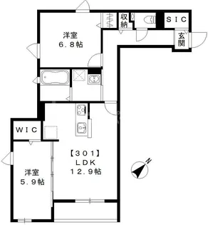 Y・ノヴェルA・B棟【3階】の間取り
