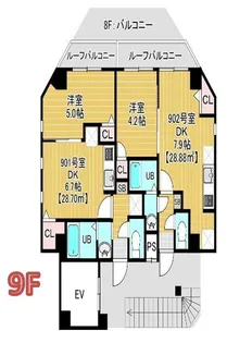 ソラトワーヌ【9階】の間取り