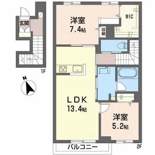 VIVANT HILL川内【2階】の間取り