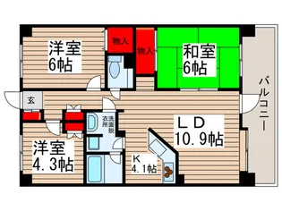 エスポワ-ル八柱【6階】の間取り