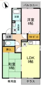 ボンジュール岡山手2番館【1階】の間取り