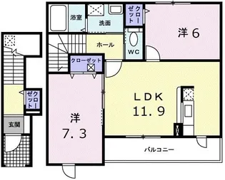 広島県広島市佐伯区五日市町大字下河内【アパート】の間取り