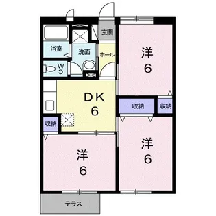 シャン・ド・フルールB【1階】の間取り