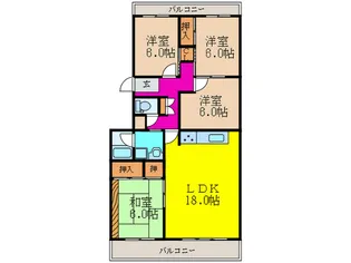 茨木南春日丘プライムタウンC棟【2階】の間取り