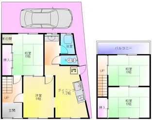 大阪府八尾市末広町3【一戸建】の間取り