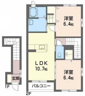 クラヴィエ沖洲 II番館【2階】の間取り