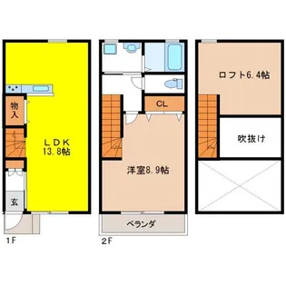 メゾネット元今泉【1階】の間取り