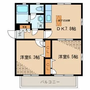 クレスト桜川B【1階】の間取り