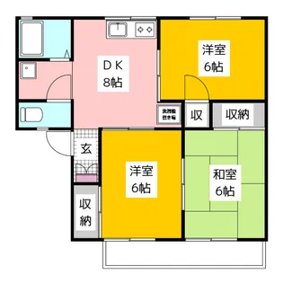グリーンタウン三輪 A棟【2階】の間取り