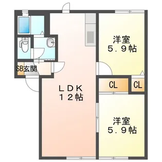ベイサージュ玉垣【1階】の間取り