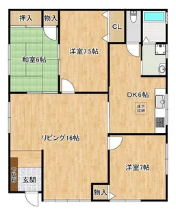 冨士マンション2号棟【1階】の間取り