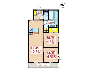 鹿児島県姶良市東餅田【アパート】の間取り