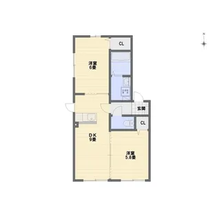 ヴィルヌーブB【2階】の間取り