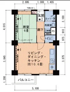 西長堀団地【6階】の間取り
