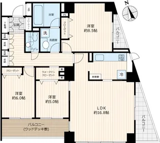 グラツィオーソ神楽坂イースト【6階】の間取り